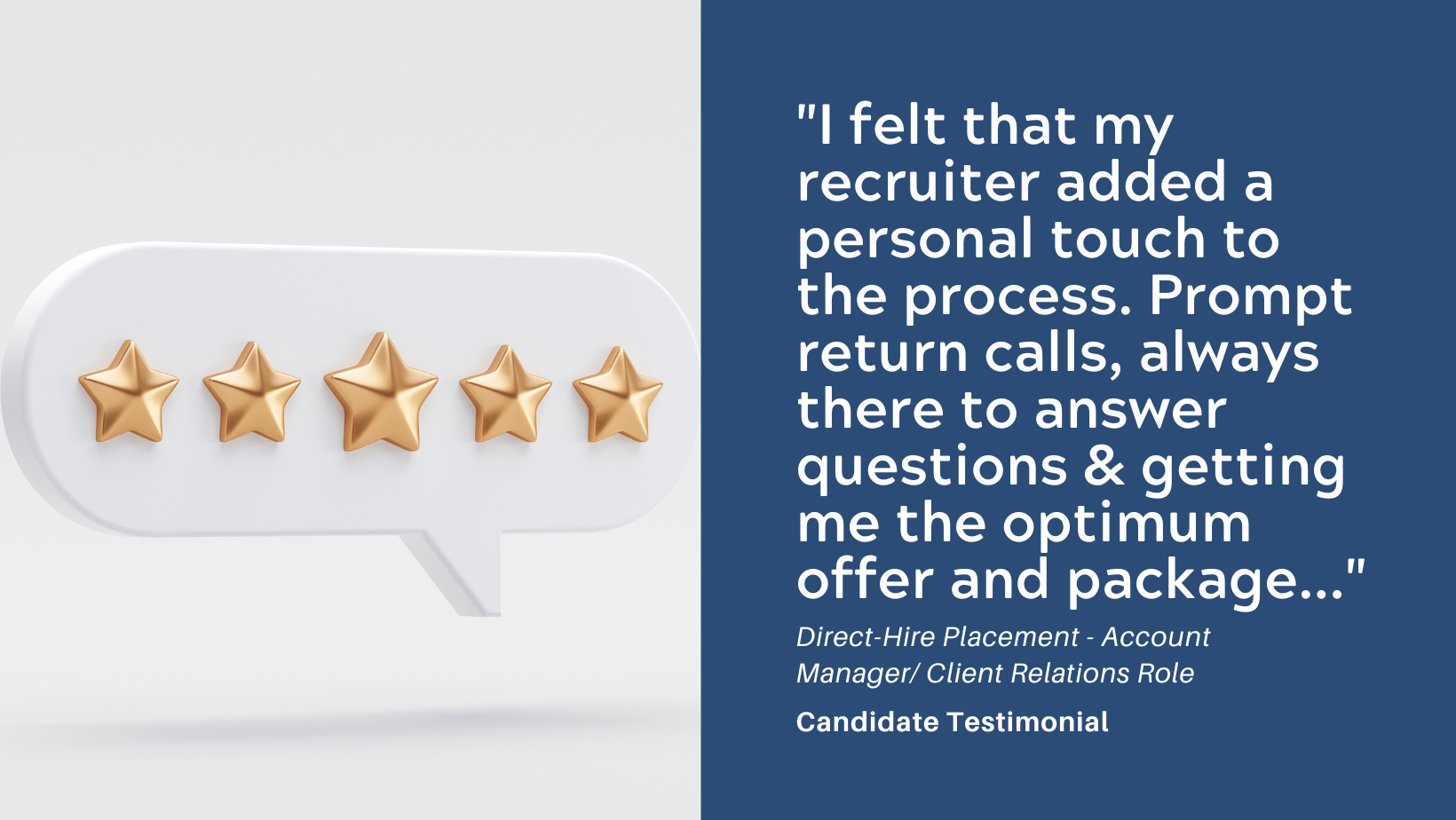 Candidate Testimonial – Direct-Hire Placement, Sales Client Relations Role
