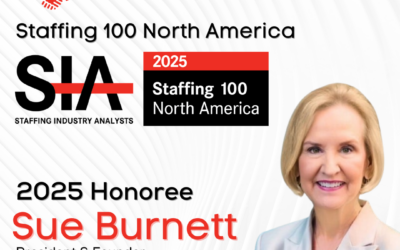 Our President & Founder, Sue Burnett, Honored in the 2025 Staffing 100 North America List