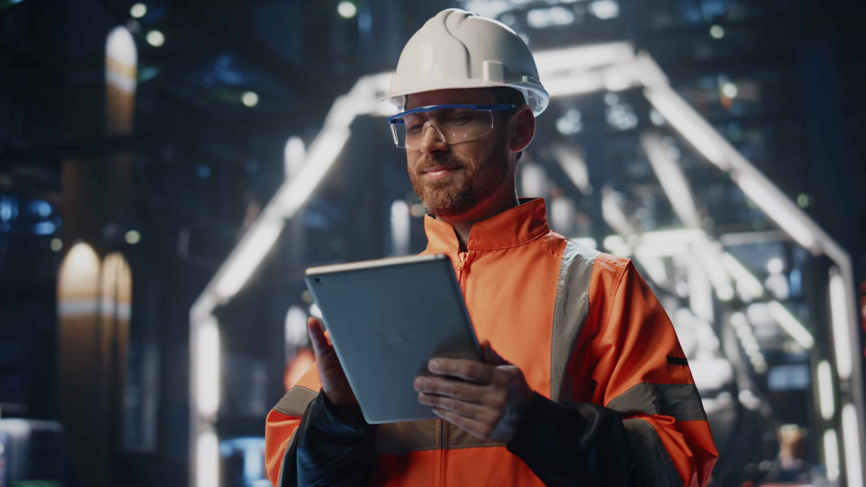 Image of an engineer using a tablet to create ideas.