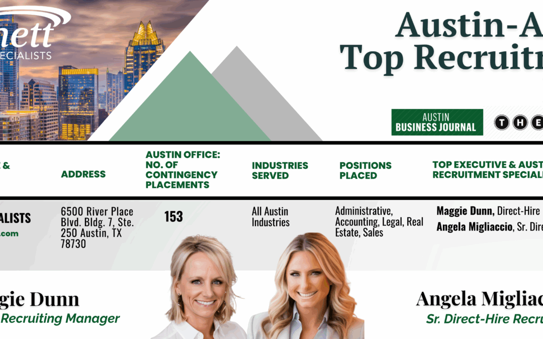 Burnett Specialists Austin Ranked #1 Again on Austin Business Journal’s 2025 List of Top Recruitment Firms
