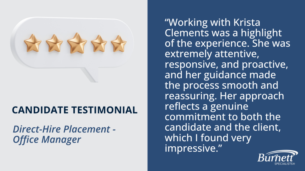 Candidate Testimonial – Direct-Hire Placement, Office Manager
