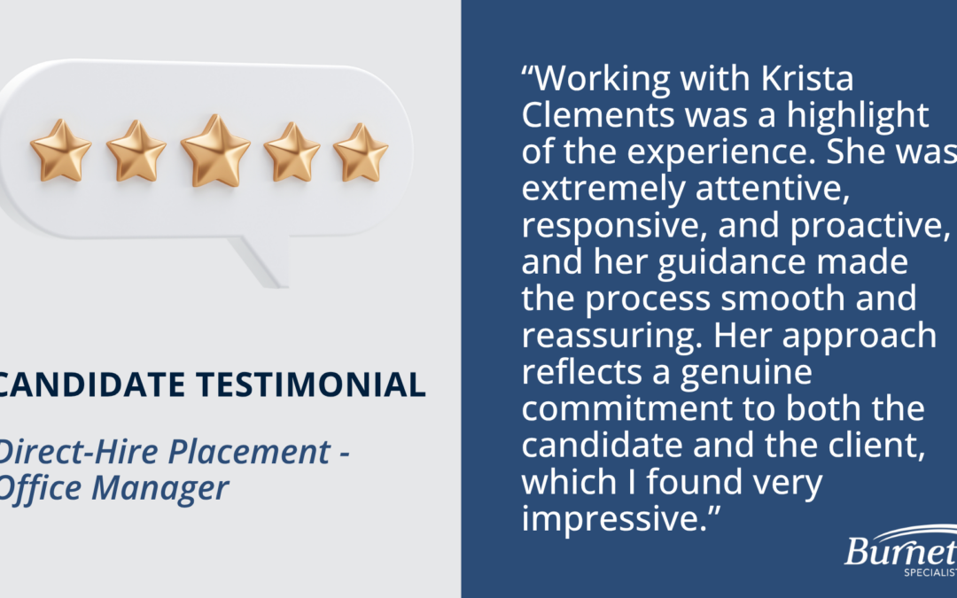 Candidate Testimonial – Direct-Hire Placement, Office Manager